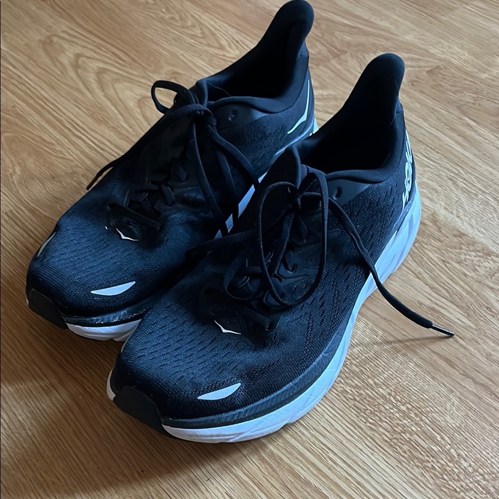 Hoka Black and White Athletic Shoes with Modern Cushioning